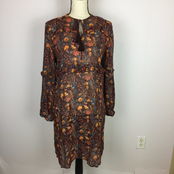 Hill Dresses Hill Boho Dress Sz S Womans Brown Floral